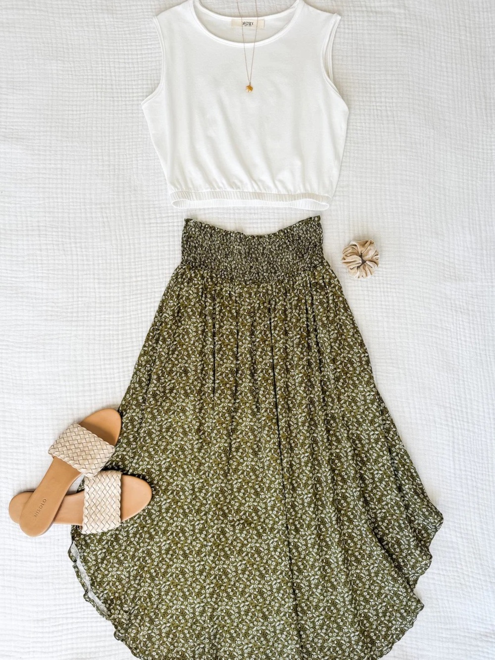 SOZY viral MIA midi skirt in teal ditsy floral print - Size S - Picture 11 of 11